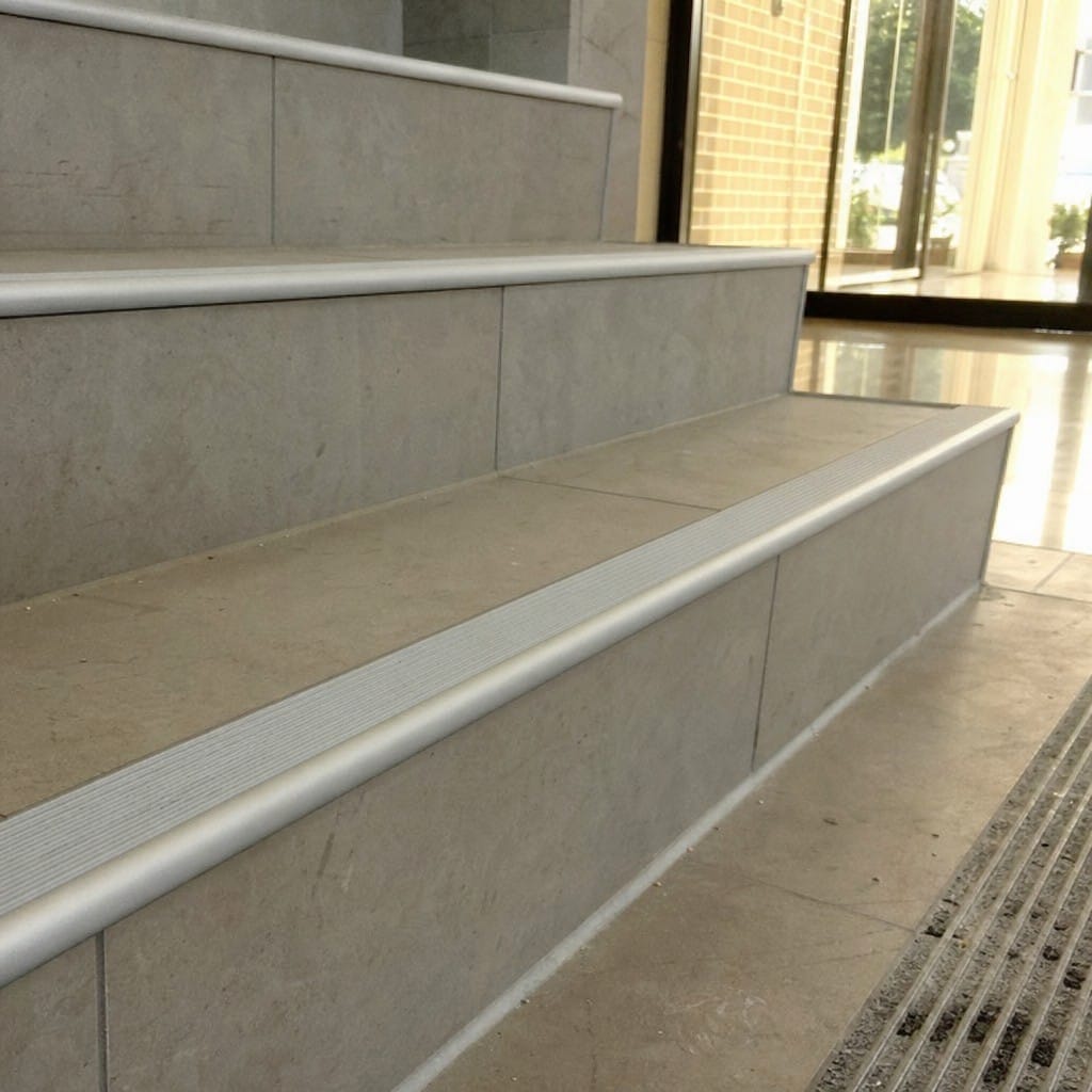 Customer photo review of Tile-In Aluminium Stair Nosing Step Edging | 34mm × 11mm for 10mm Tiles