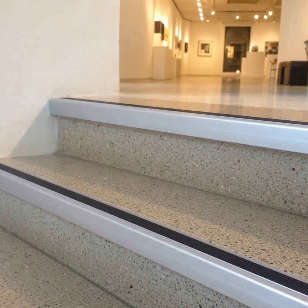 Customer photo review of Screw-Fix Anodised Aluminium Stair Nosing 1200mm | 46mm × 30mm | 7 Colours