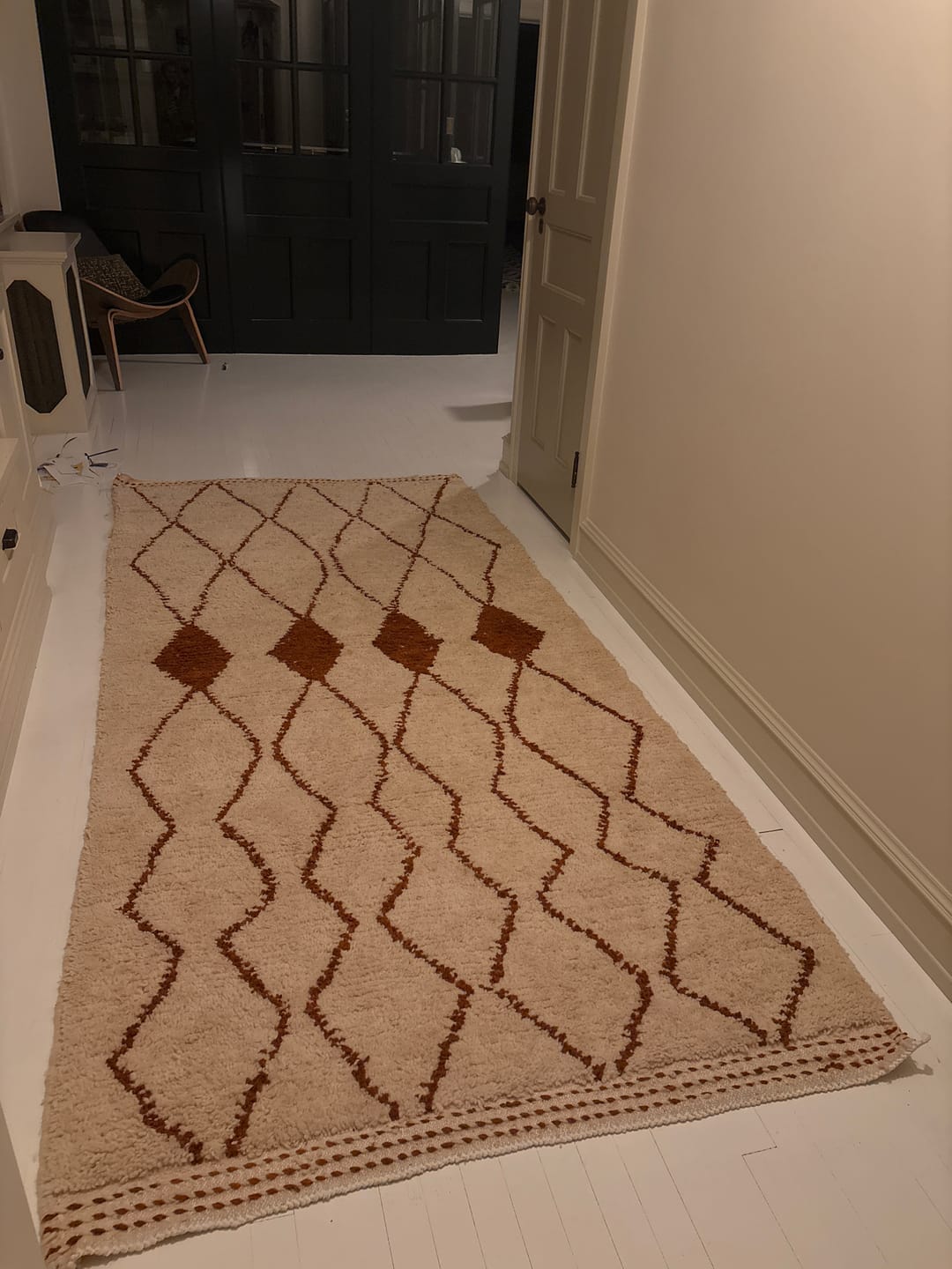 Customer photo review of Ivory Terracotta Diamond Moroccan Wool Rug – Handmade Beni Ourain