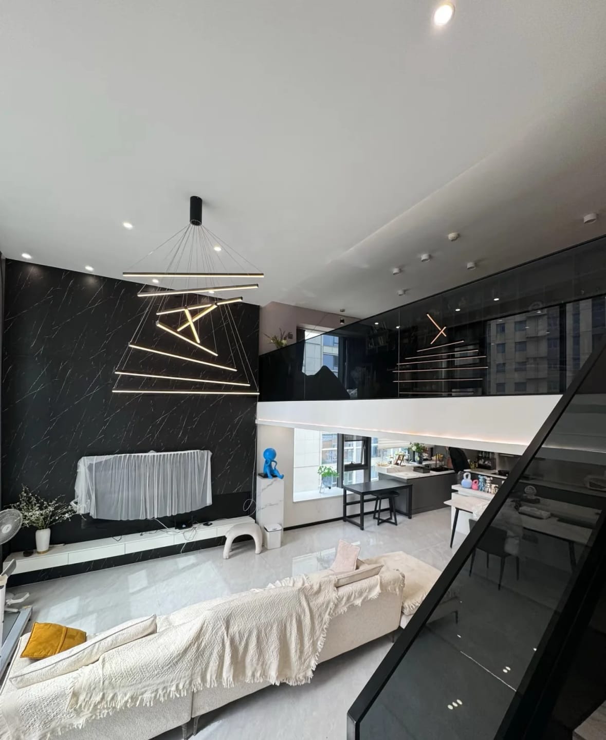 Customer photo review of Noir Modern Staircase Chandelier