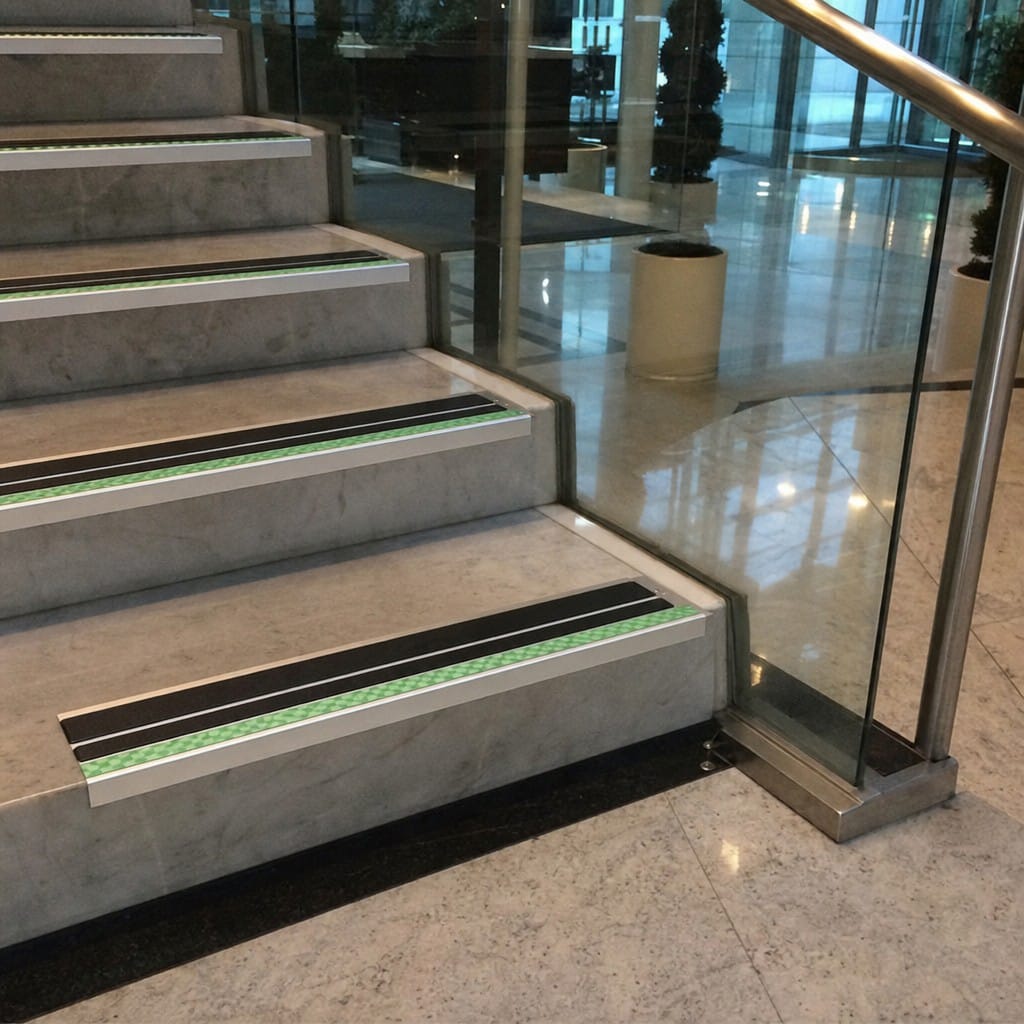 Customer photo review of Aluminium Stair Nosing 85x30mm Anti Slip Double PVC Insert