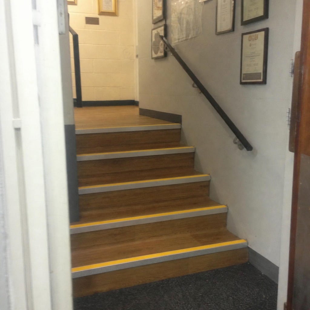 Customer photo review of DDA Anti-Slip Aluminium Stair Nosing | 67mm × 55mm | Part M Compliant | 8 Colours