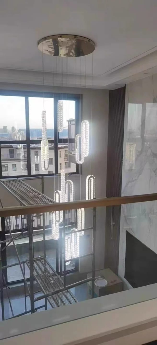 Customer photo review of Rae Crystal Staircase Chandelier