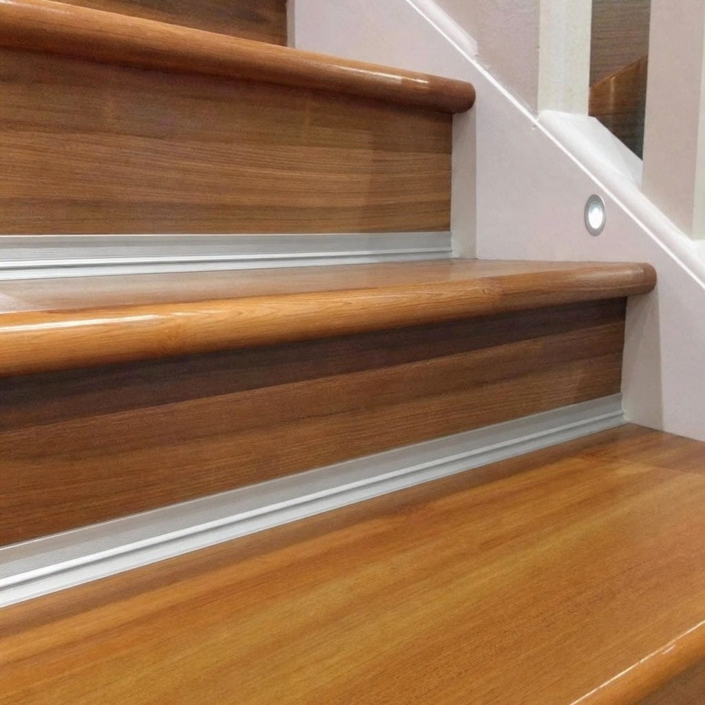 Customer photo review of Aluminium Stair Corner Trim 28x28mm - Inner Corner for 5mm LVT