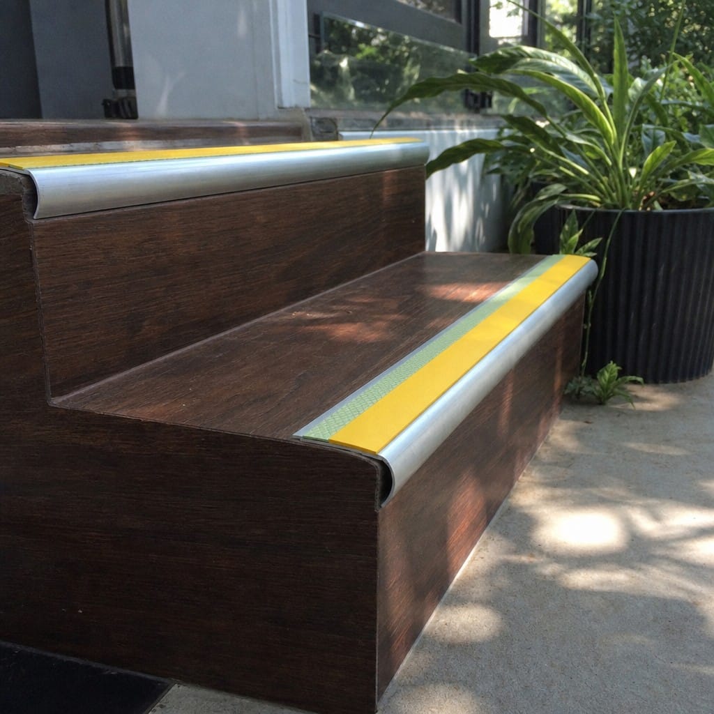 Customer photo review of Aluminium Stair Nosing 70x40mm Bullnose with Photoluminescent Strip