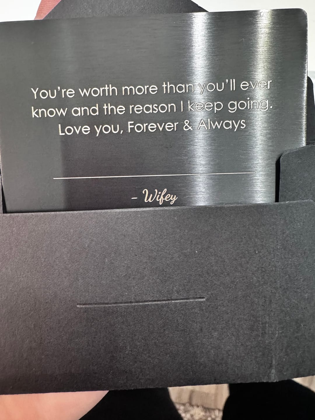 Customer photo review of Reminder Metal Card