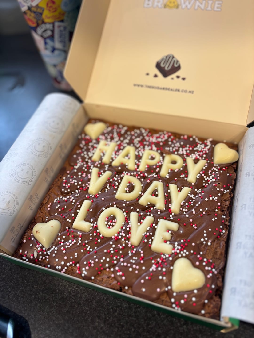 Customer photo review of Custom message birthday brownie