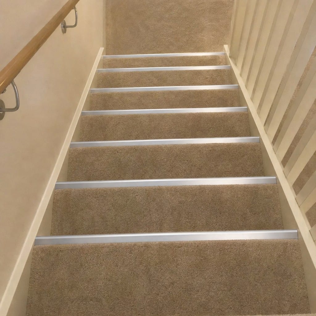 Customer photo review of Aluminium Stair Nosing 45mm Bullnose Edge Trim for 5mm LVT Flooring