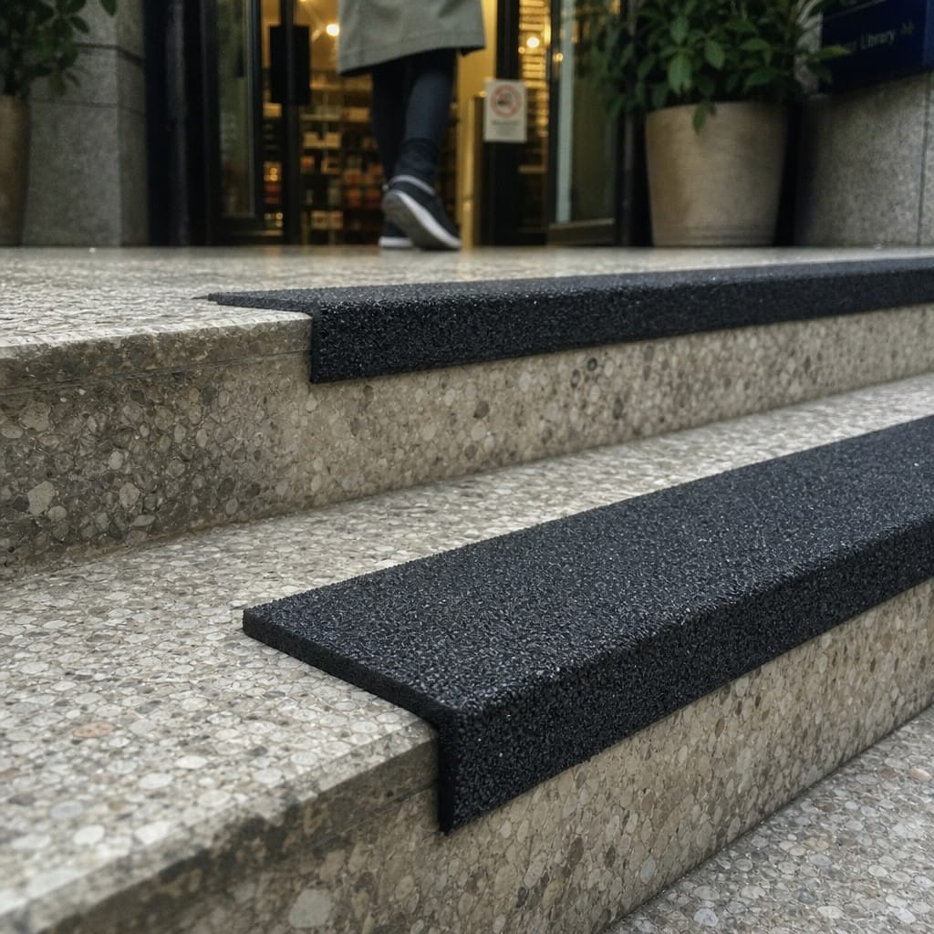 Customer photo review of GRP Anti-Slip Stair Nosing 55×55mm | Black | 3mm | 10+ Year Life