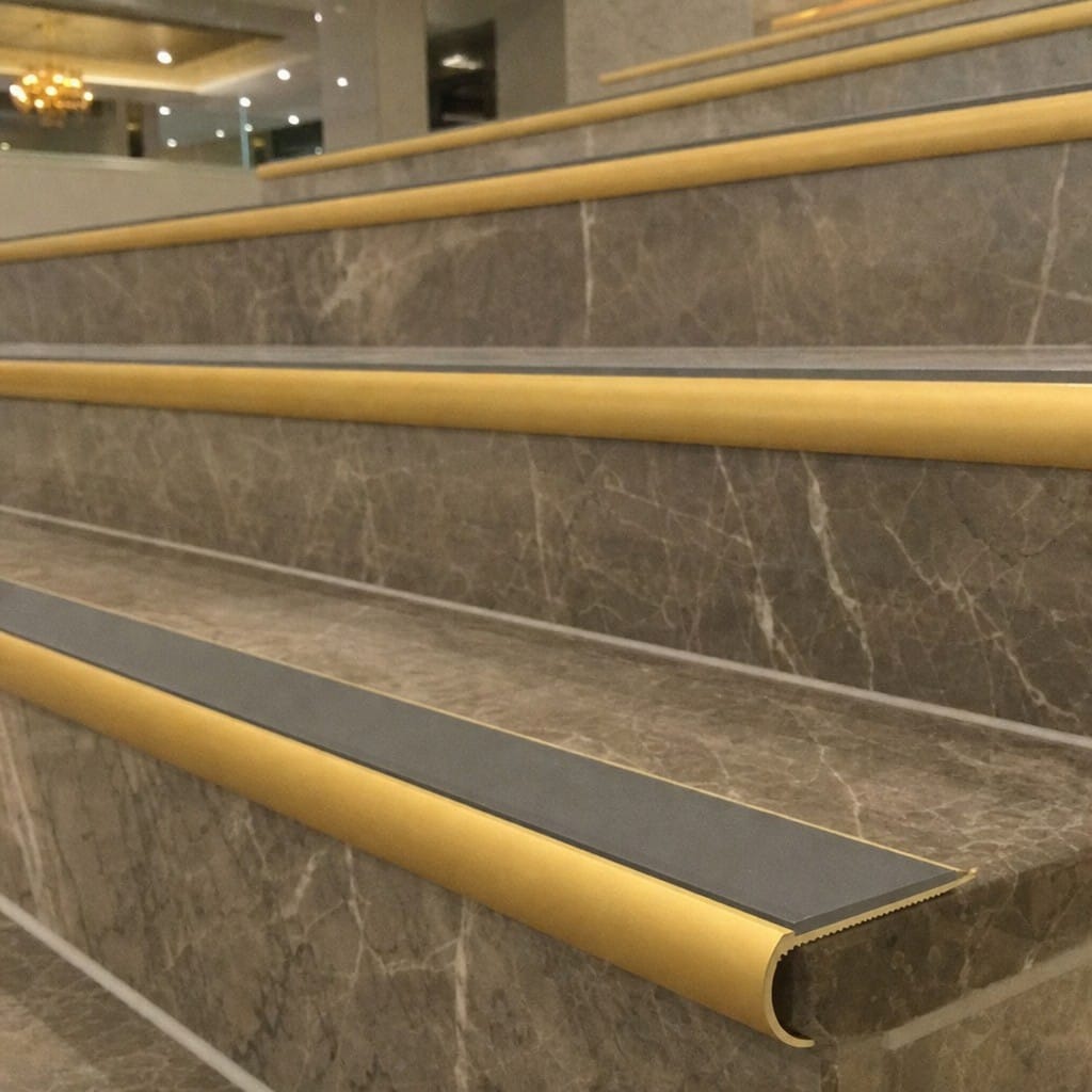 Customer photo review of Aluminium Stair Nosing 70mm Tread 2.75m Bullnose
