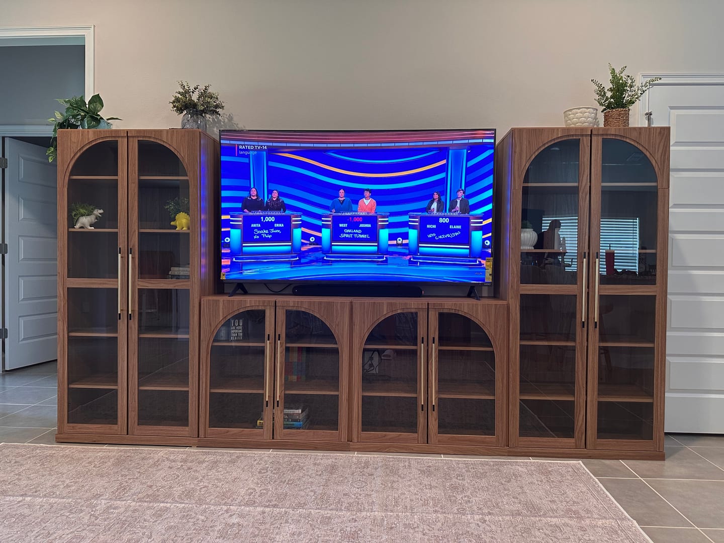 Customer photo review of Jagger Glass Door Display Entertainment Center Wall Unit (4-Piece)