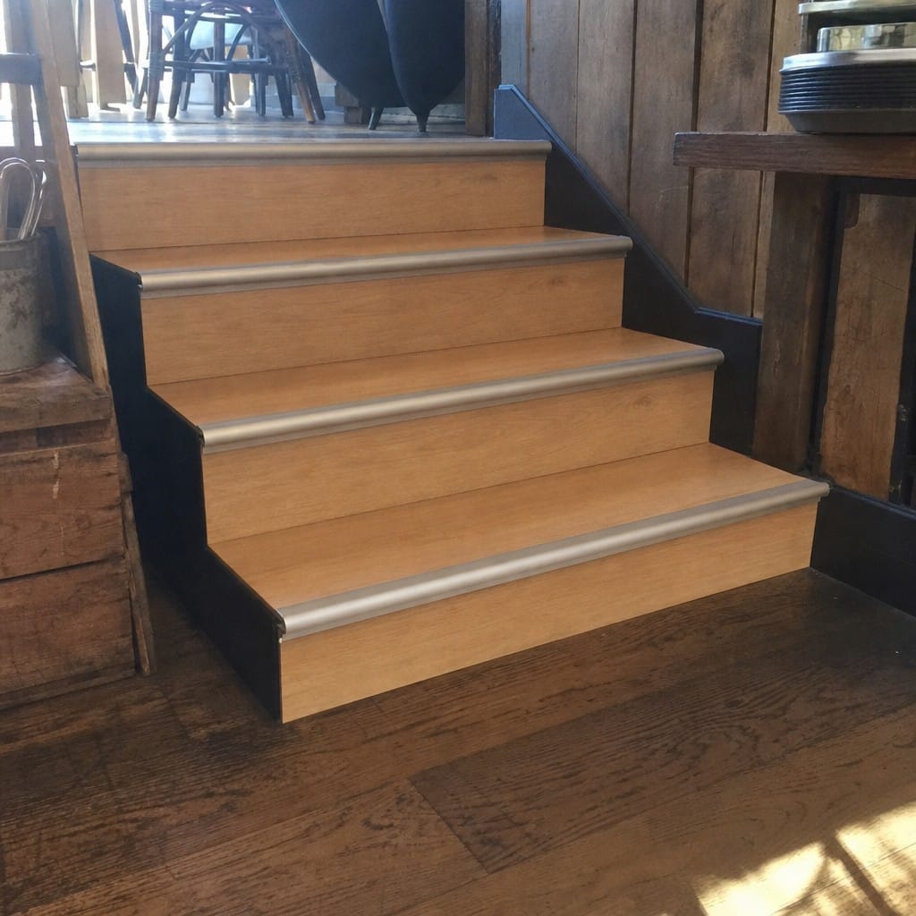 Customer photo review of Laminate Stair Nosing | Push-In Aluminium Step Nose | 2.7m | Silver & Oak