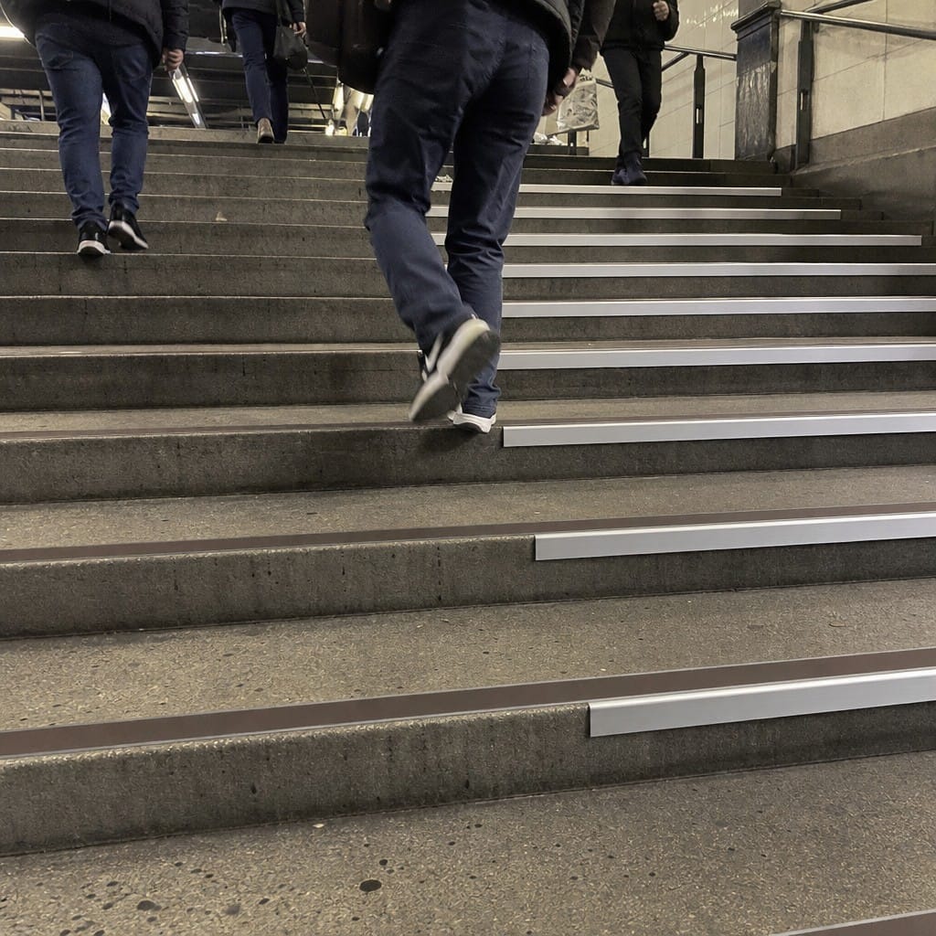 Customer photo review of Safety Stair Nosing 66x32mm DDA Compliant Aluminium Commercial