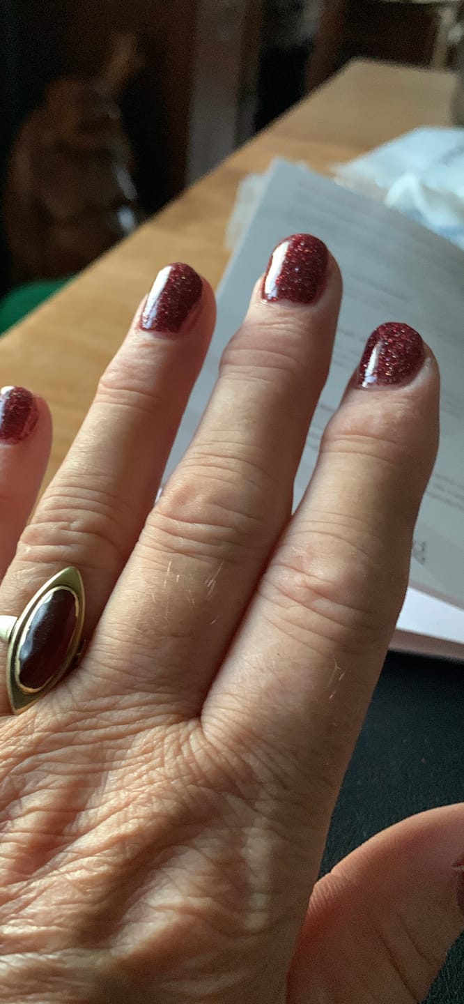 Customer photo review of Dark Reddish Purple Dipping Powder