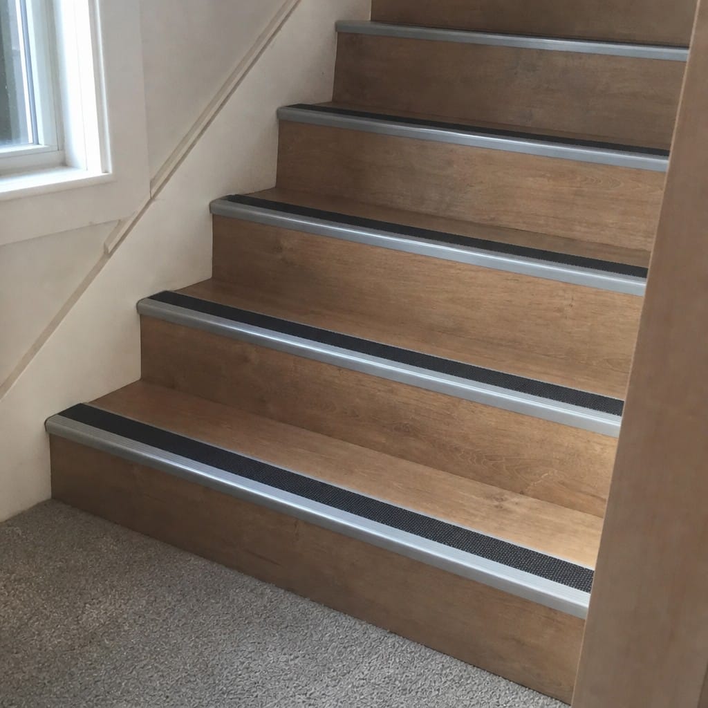 Customer photo review of Screw Fit Aluminium Anti-Slip Stair Nosing 63mm x 32mm for Indoor & Outdoor Use
