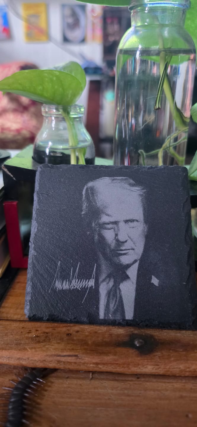 Customer photo review of Big Trump Face Coaster