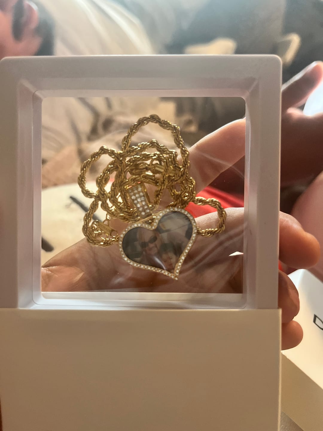 Customer photo review of Iced Photo Pendant w/ Rope Chain
