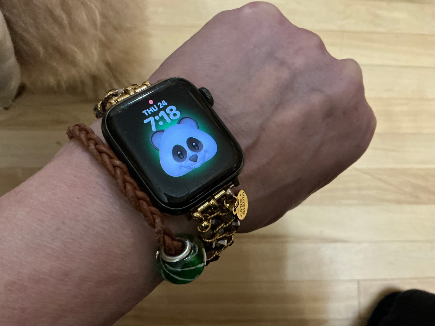 Customer photo review of Golden Serenity Gem Braided Apple Watch Strap