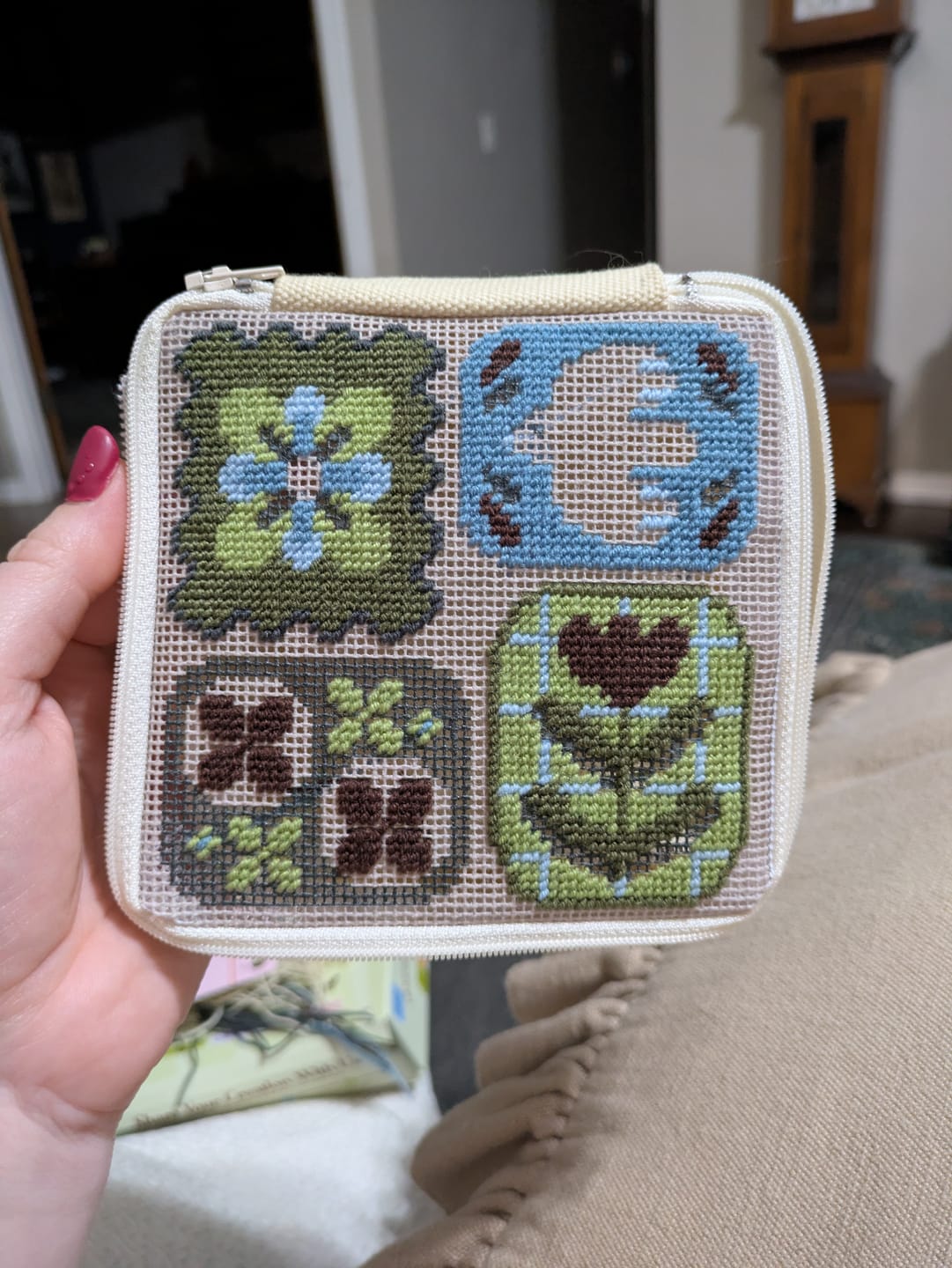Customer photo review of Fluttering Fables - Needlepoint Pouch Kit