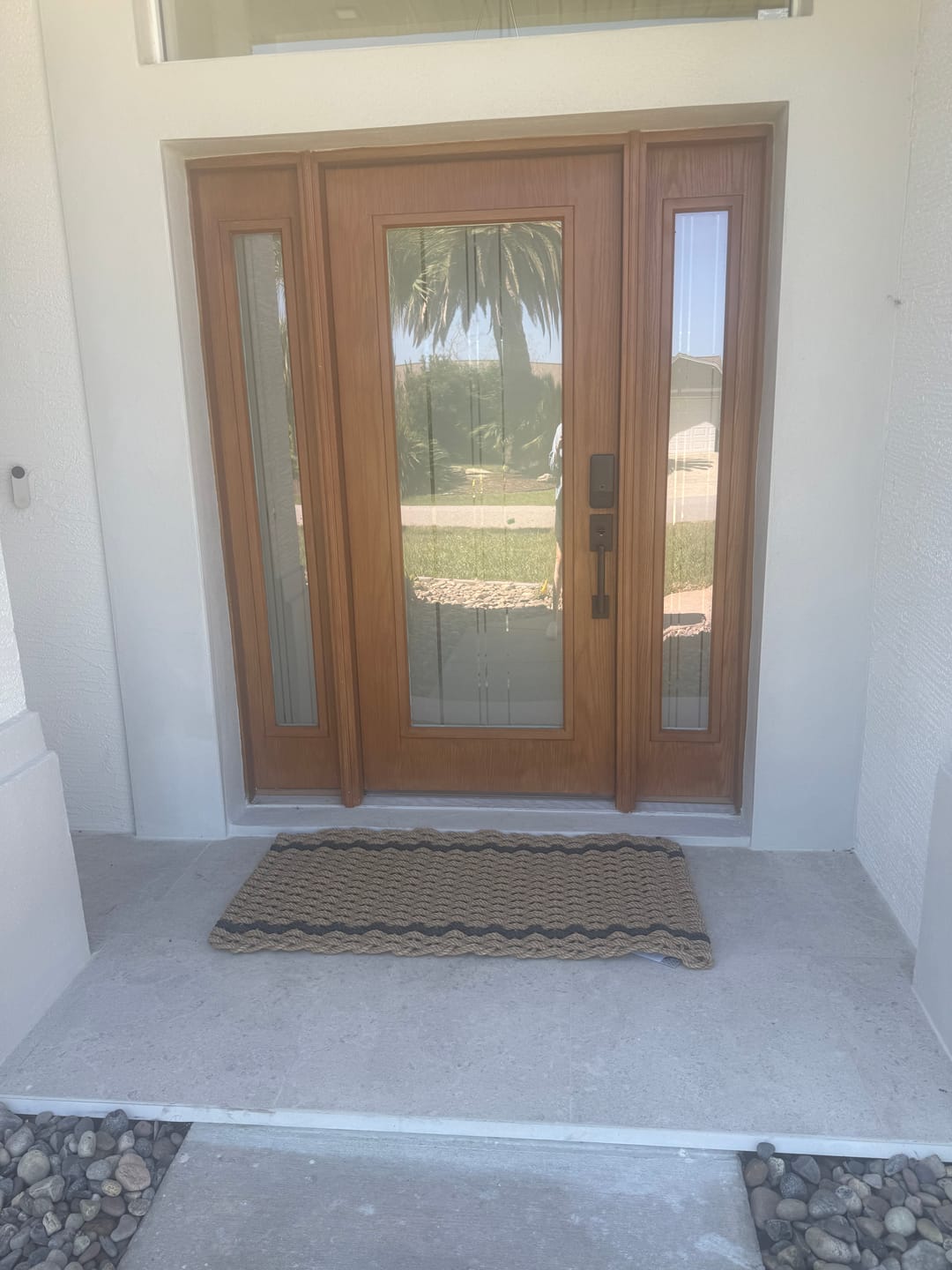 Customer photo review of Wheat with 2 Charcoal Stripes Doormat