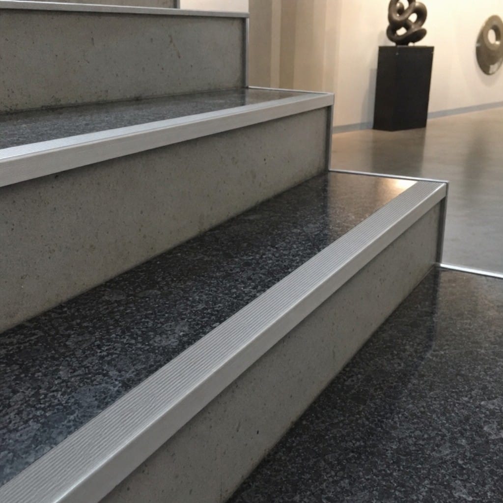 Customer photo review of Aluminium Stair Nosing 50x30mm Retrofit Straight Edge, Grooved Grip