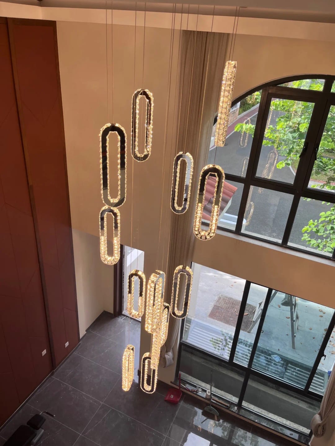 Customer photo review of Rae Crystal Staircase Chandelier