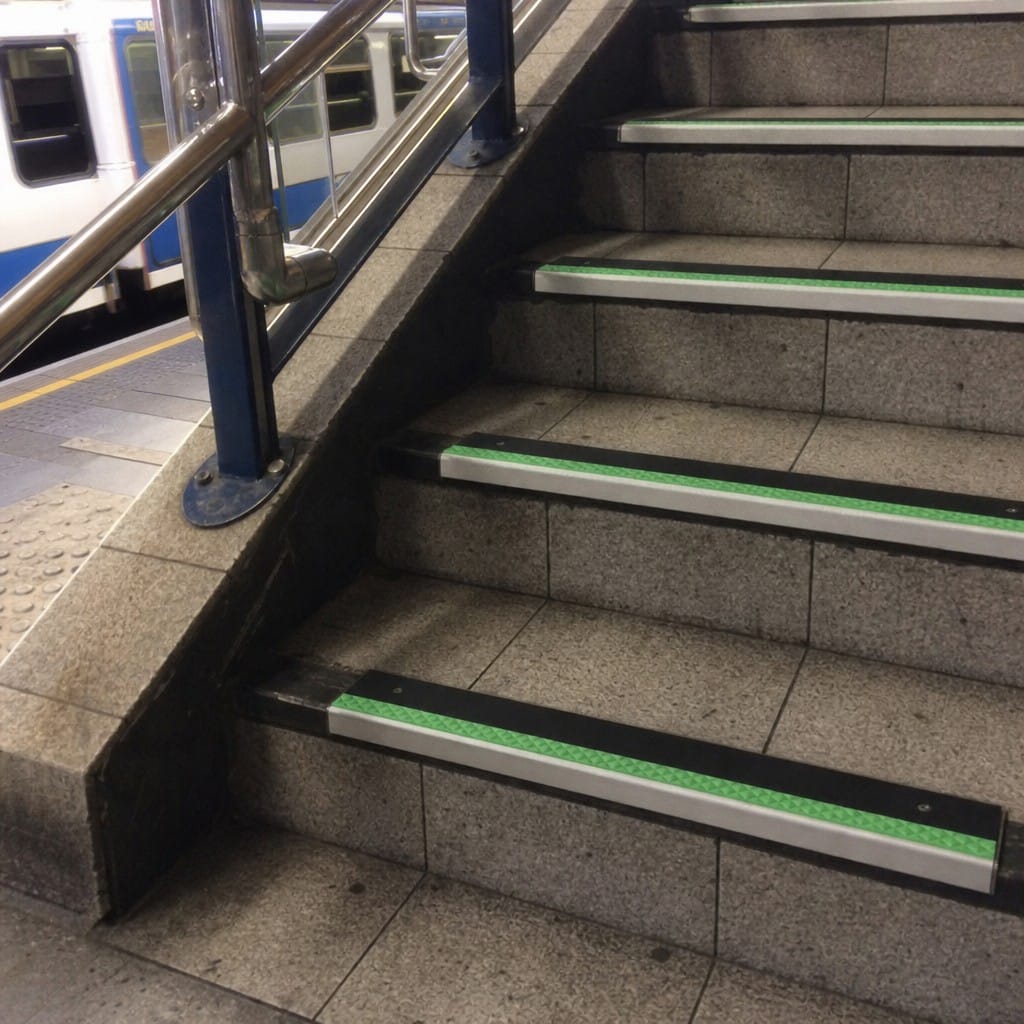 Customer photo review of Aluminium Stair Nosing 66x32mm Ramped Anti Slip Glow Edge