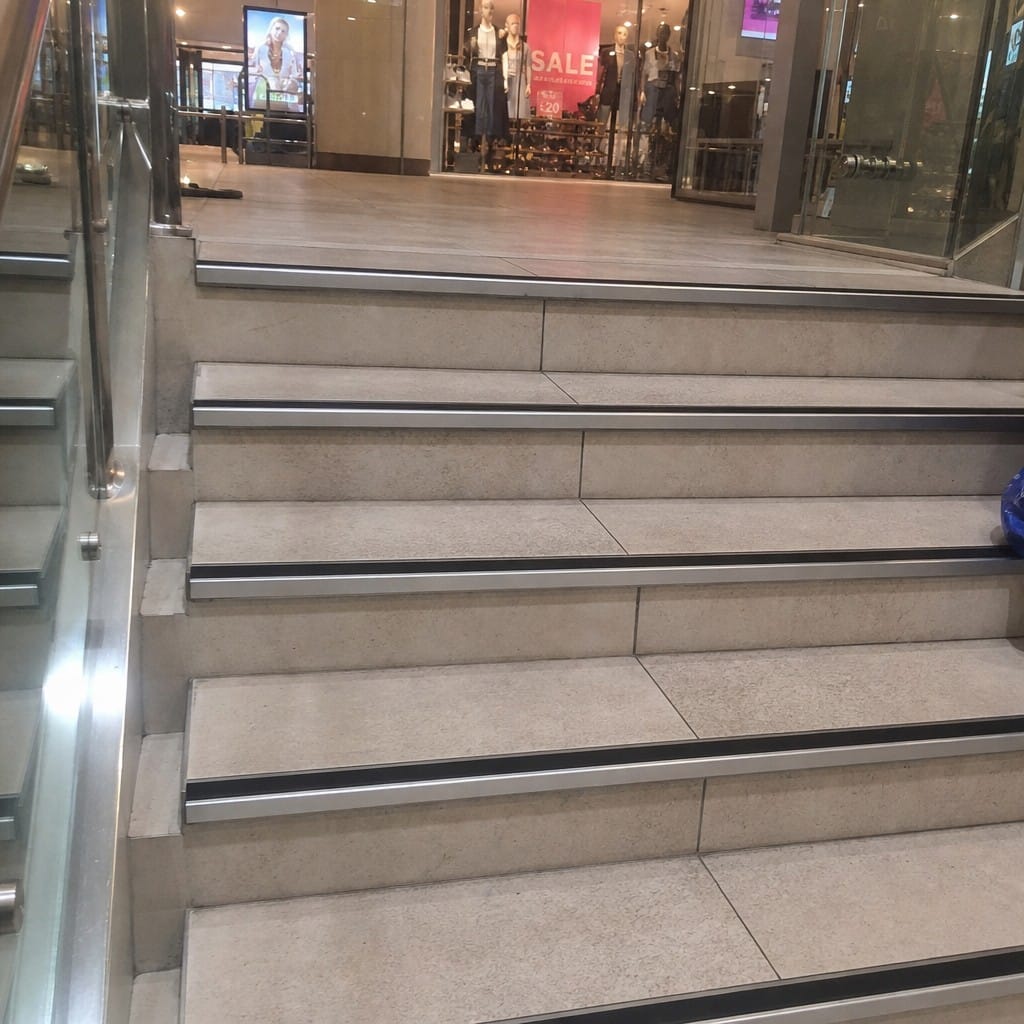 Customer photo review of Aluminium Stair Nosing 57x32mm Slimline PVC Insert, 11 Colours