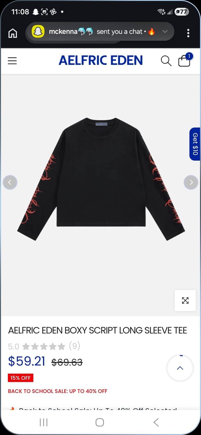 Customer photo review of Aelfric Eden Boxy Script Long Sleeve Tee