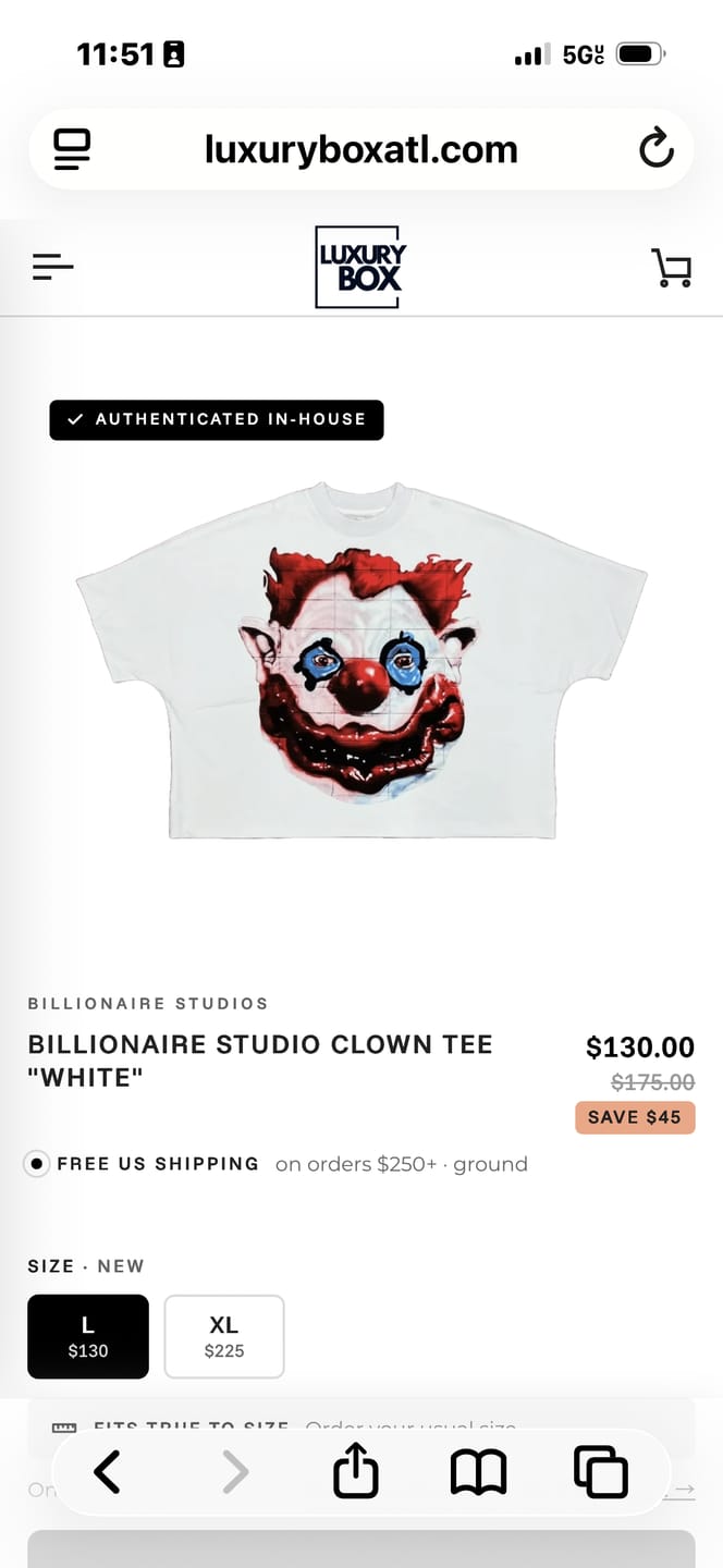 Customer photo review of Billionaire Studio Clown Tee "White"