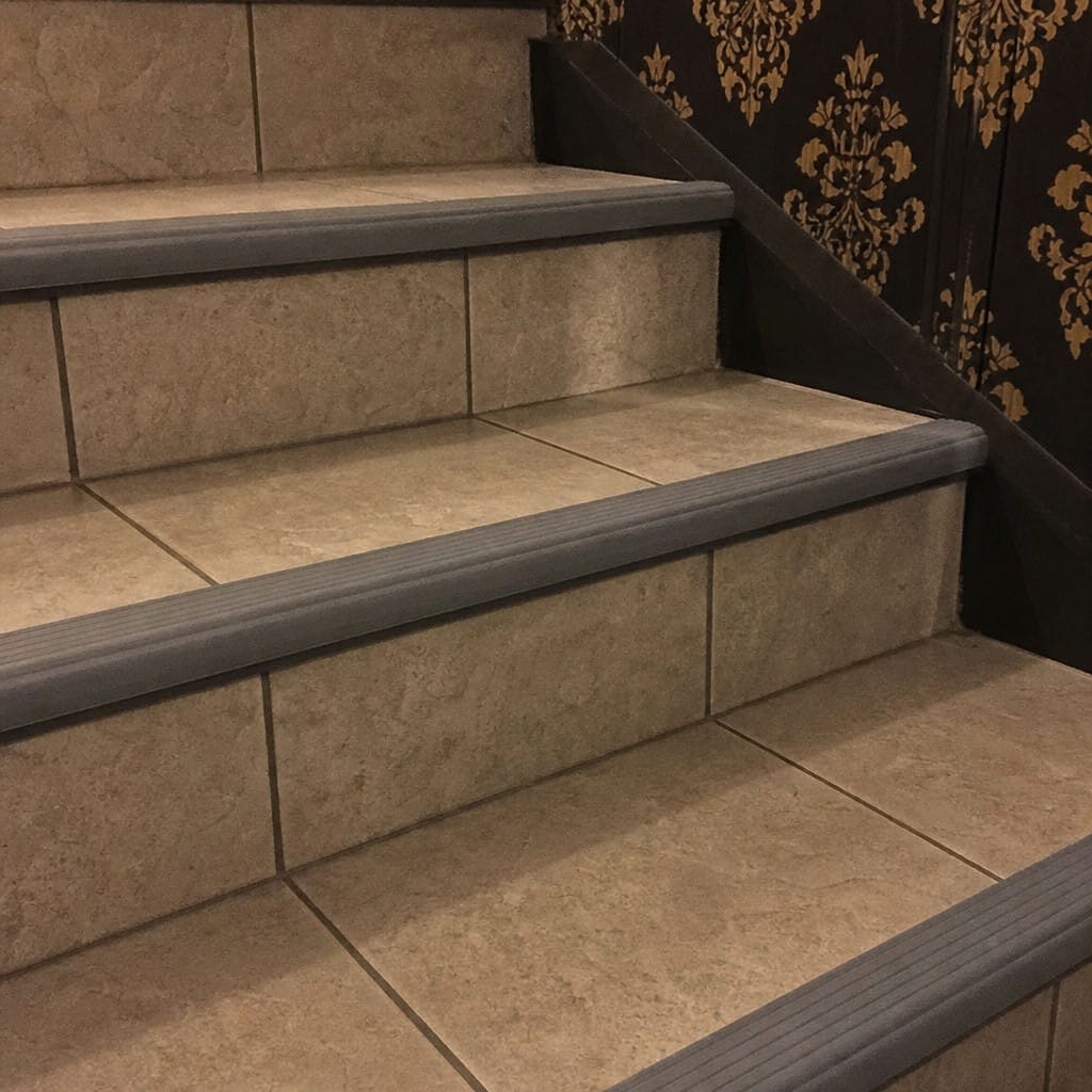 Customer photo review of PVC Stair Nosing 50x30mm Slip Resistant Rakeback Indoor, 2.75m Length