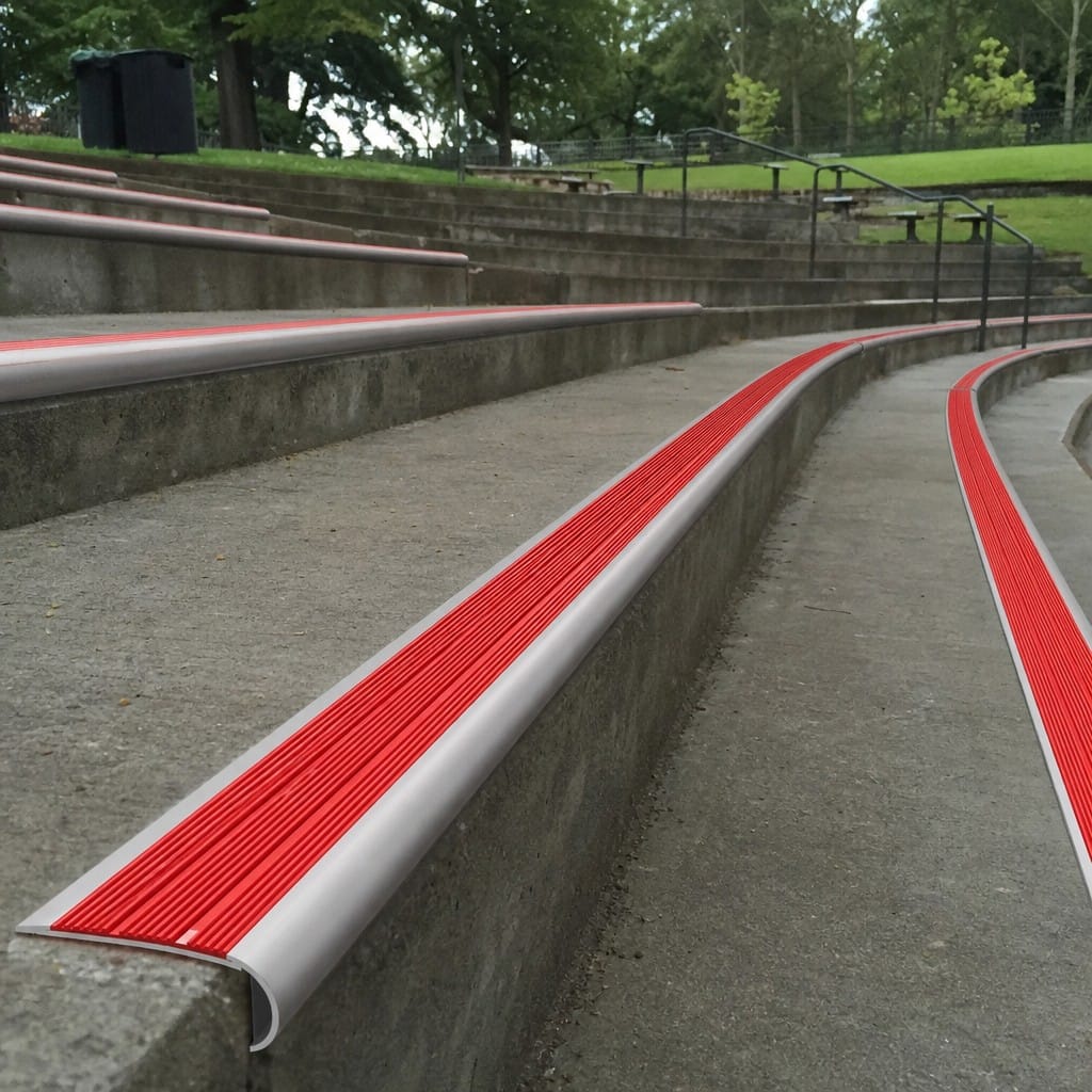 Customer photo review of Aluminium Bullnose Stair Nosing 66.5x30mm, 32 Anti-Slip Inserts, 1m & 2m Bars