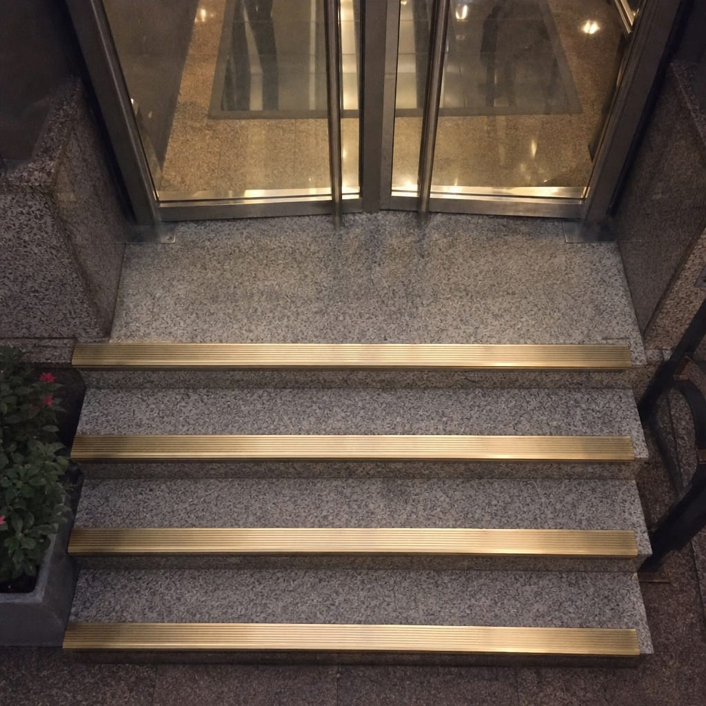 Customer photo review of Solid Brass Stair Nosing 44x26mm Ribbed Tread Raked Front, Cut to Size 700-2750mm