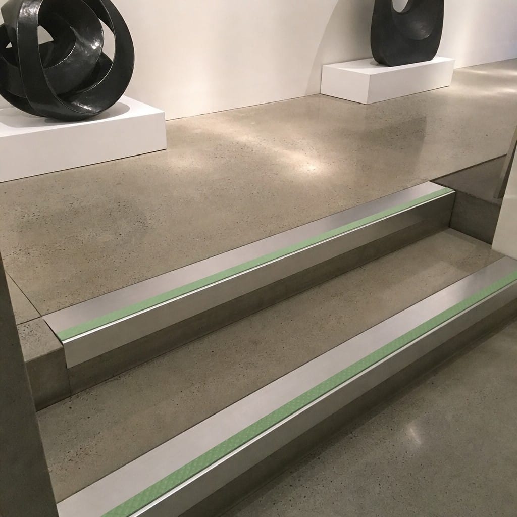 Customer photo review of Aluminium Stair Nosing 67x55mm Photoluminescent Rake Back, DDA Compliant