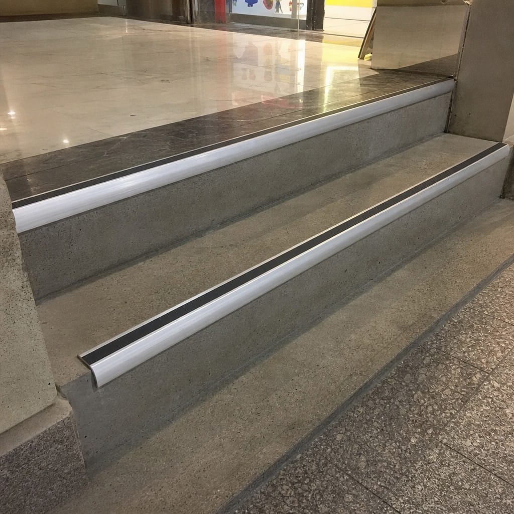 Customer photo review of Aluminium Stair Nosing 2.75m Bullnose Single Insert 57mm