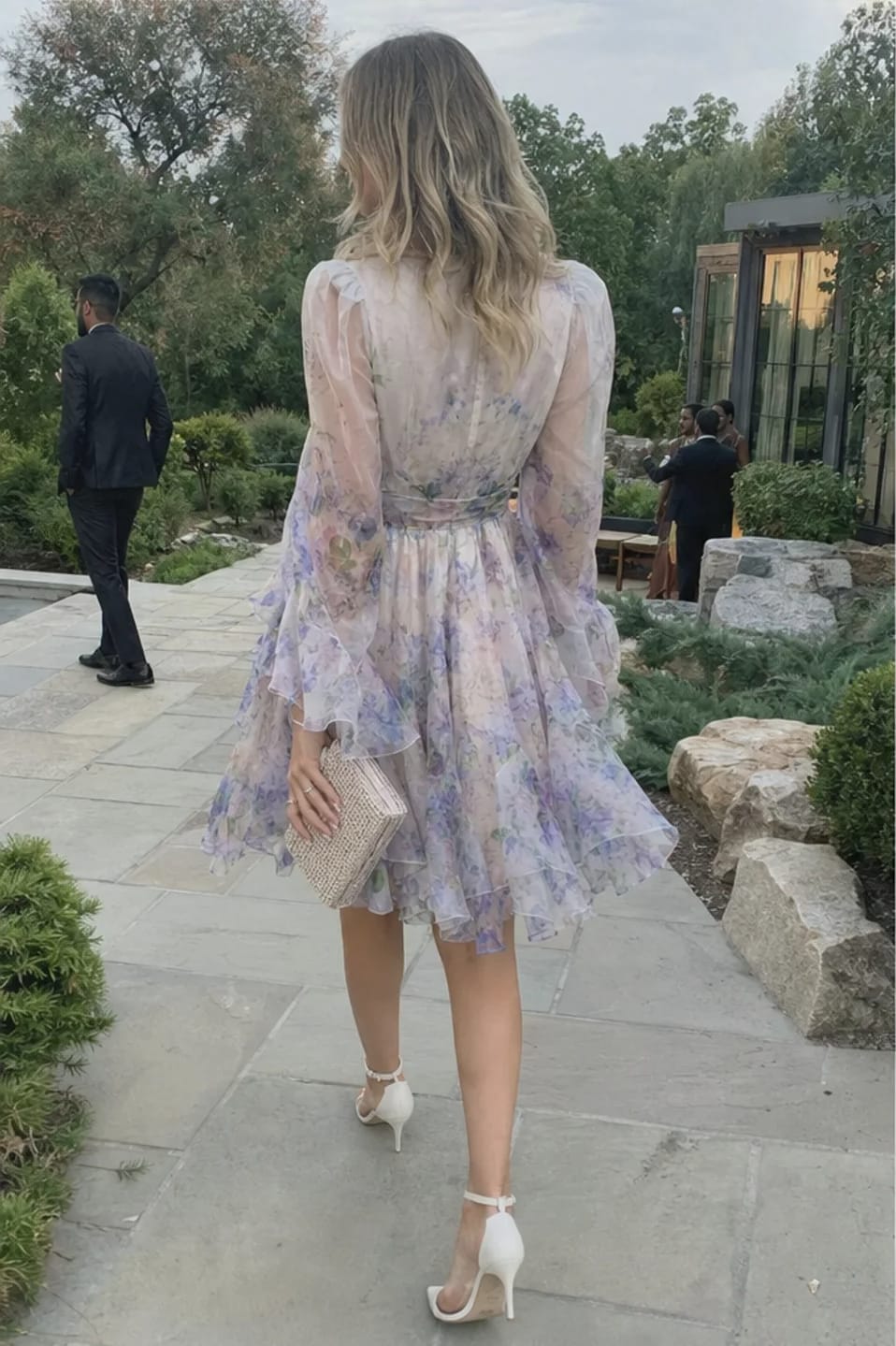 Customer photo review of Floral Print Flared Mini Dress With Detachable Tie Belt