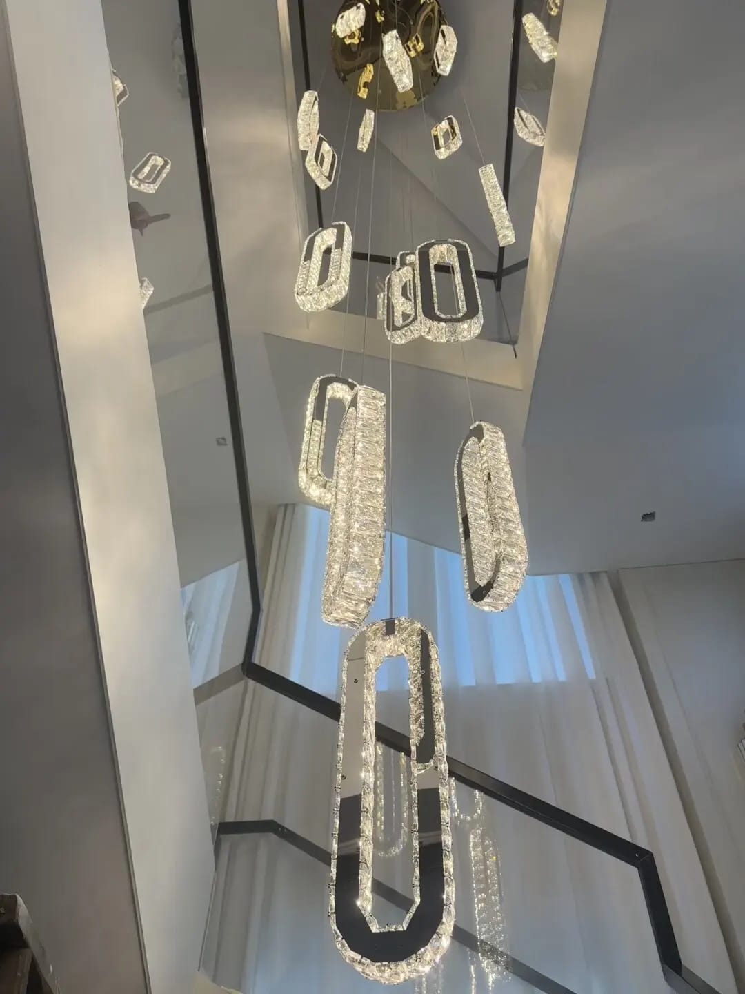 Customer photo review of Rae Crystal Staircase Chandelier