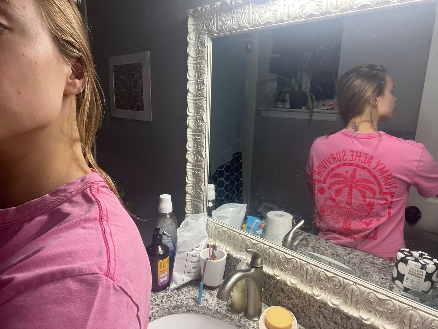 Customer photo review of Tummy Ache Survivor T-Shirt