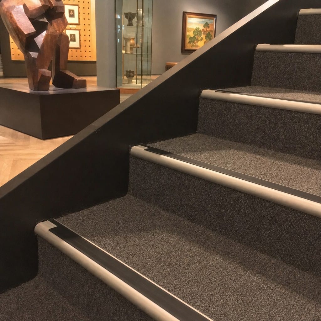 Customer photo review of Heavy Duty Carpet Stair Nosing | Anti-Slip Bullnose Aluminium 70 x 35mm | 8 Colours, 21 Lengths