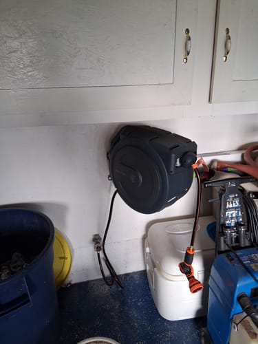 Customer photo review of Retractable Garden Hose Reel 65ft-155ft