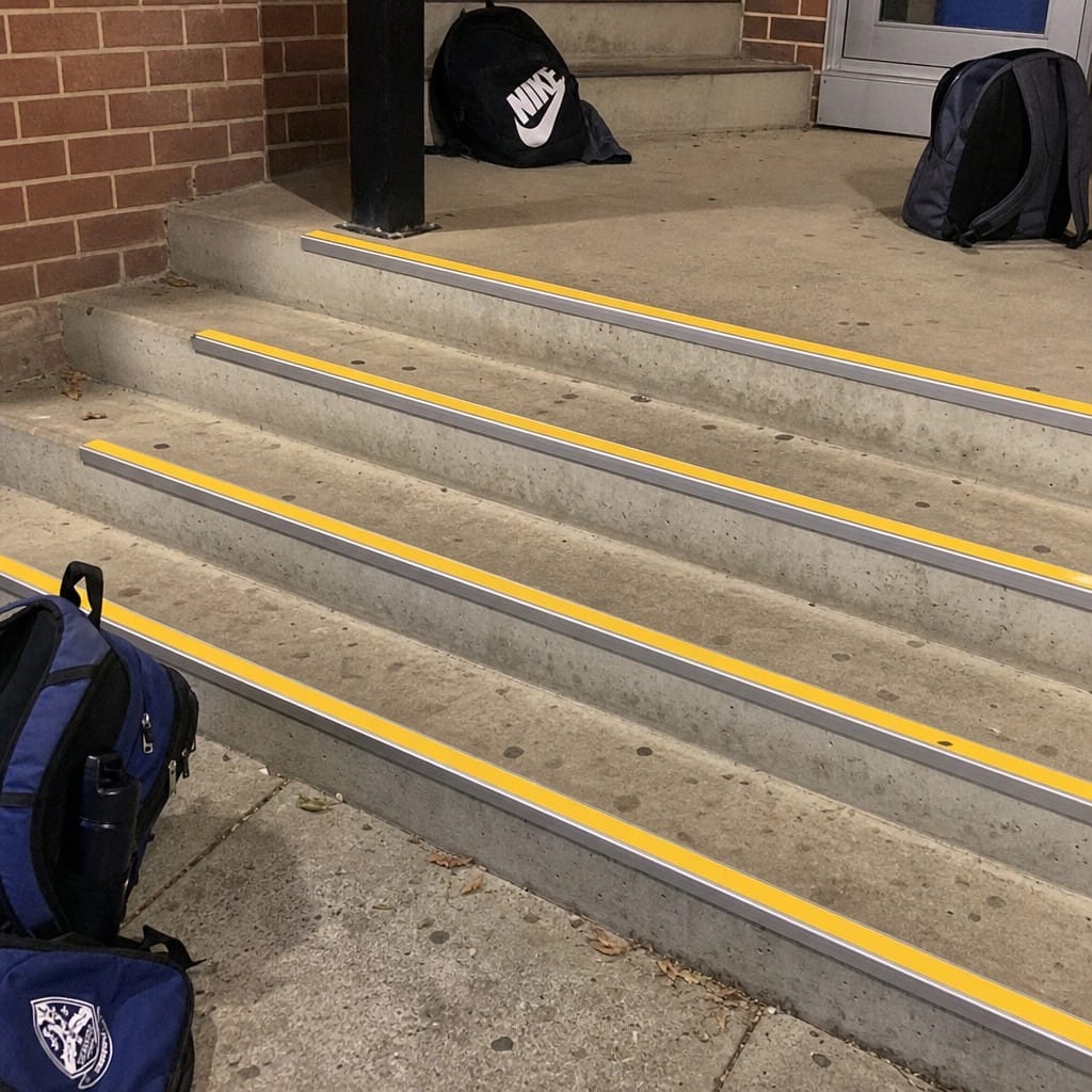 Customer photo review of DDA Anti-Slip Aluminium Stair Nosing | 67mm × 55mm | Part M Compliant | 8 Colours