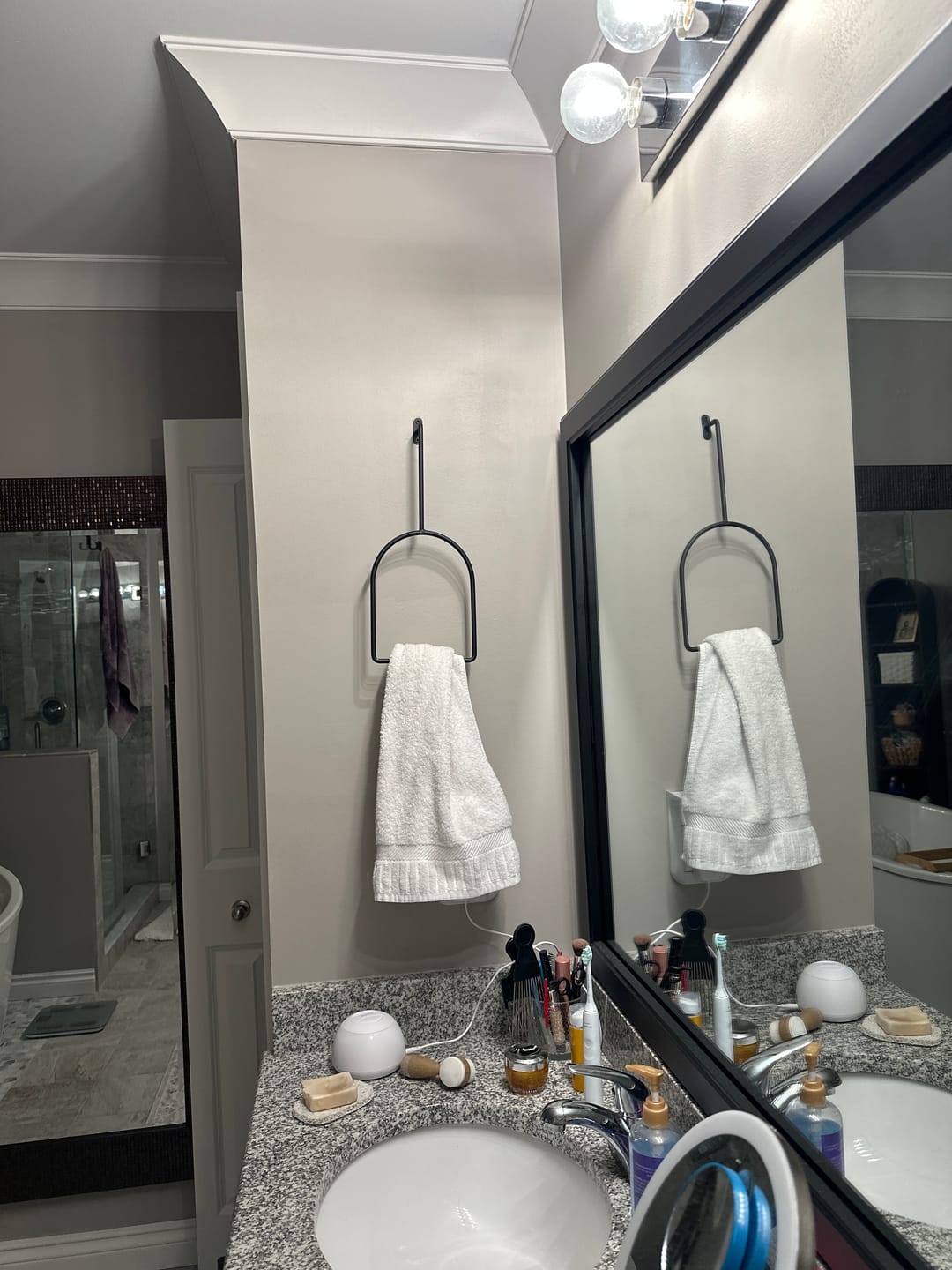 Customer photo review of Minimalist Arched Towel Ring