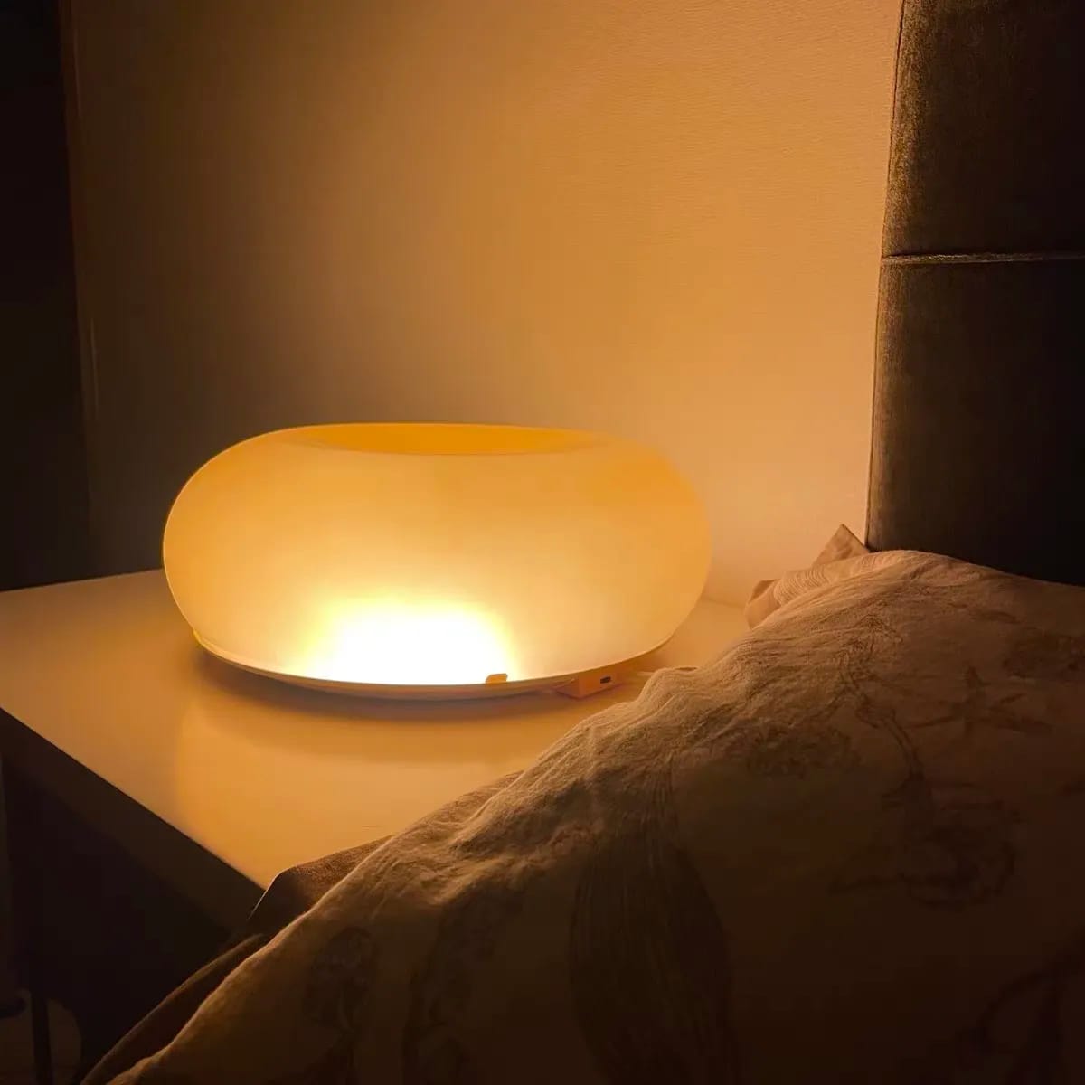 Customer photo review of Bauhaus Style Glass Donut Table Lamp