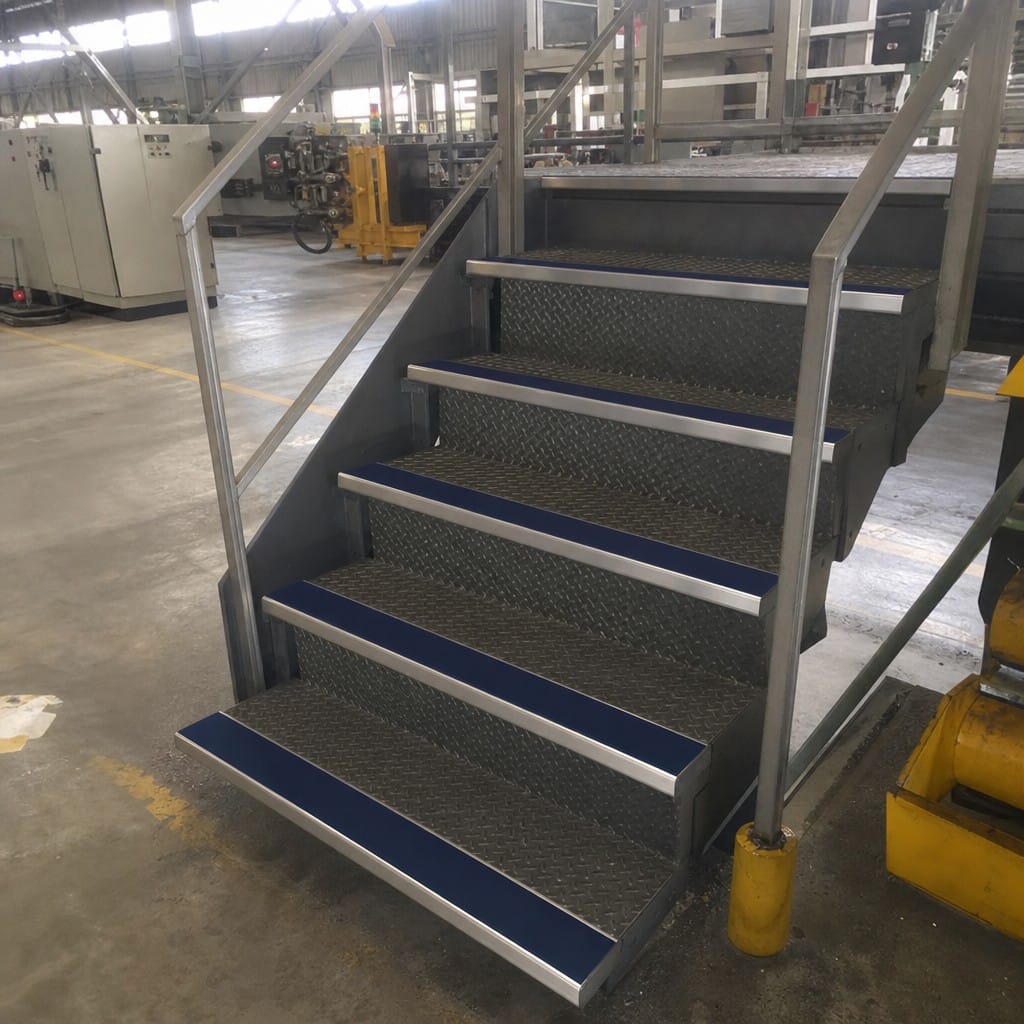 Customer photo review of Square Aluminium Stair Nosing 2.44m 93mm Tread 32mm Riser