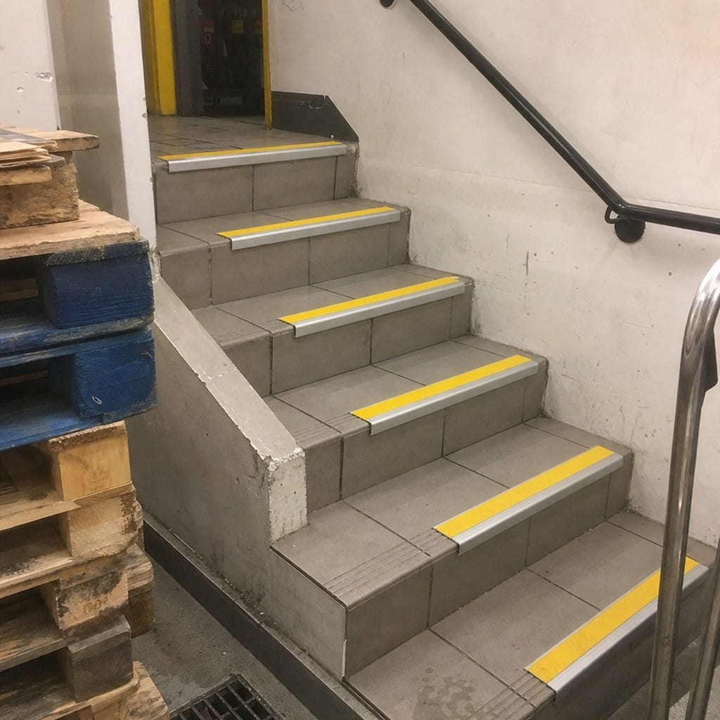 Customer photo review of Aluminium Stair Nosing 68x33mm Silicon Carbide Ramped Anti Slip