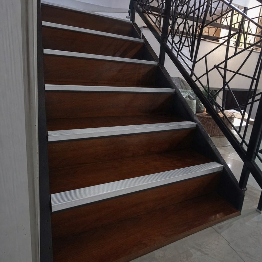 Customer photo review of Aluminium Stair Nosing 50x30mm Retrofit Straight Edge, Grooved Grip
