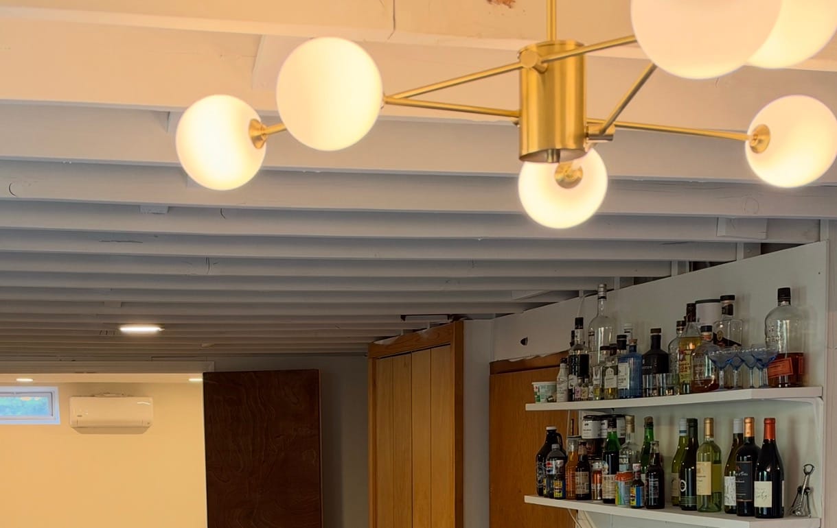 Customer photo review of 6-Light Opal Glass Globe Linear Sputnik Semi Flush