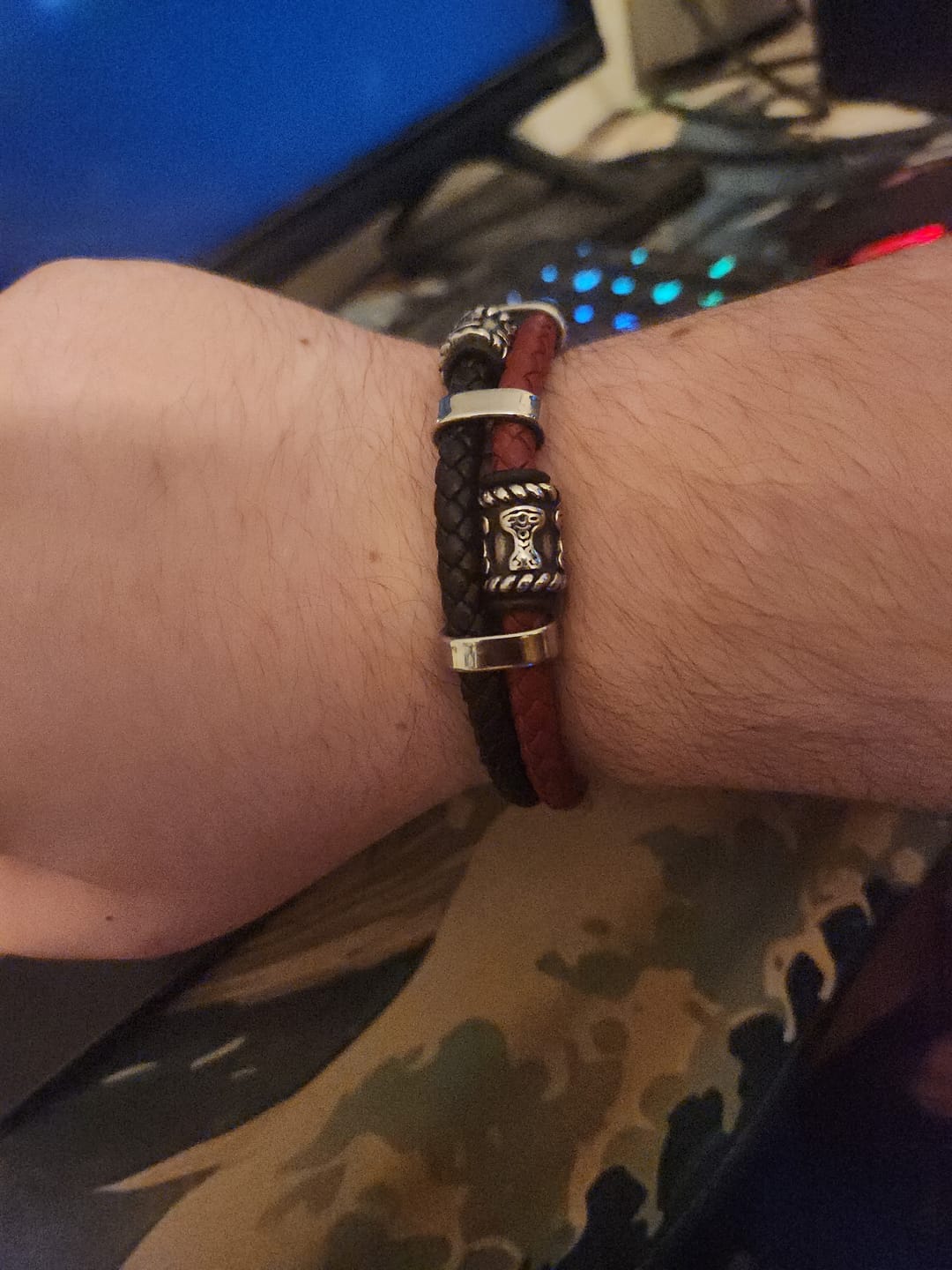 Customer photo review of Vikings Compass Multilayer Leather Bracelet - Resilience