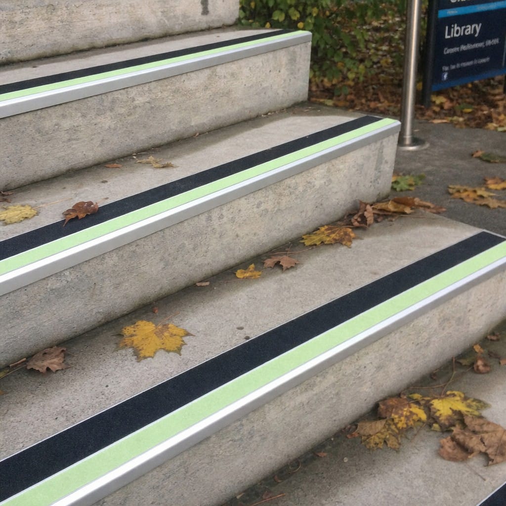 Customer photo review of Aluminium Stair Nosing 56x32mm Photoluminescent, Anti-Slip PVC Insert