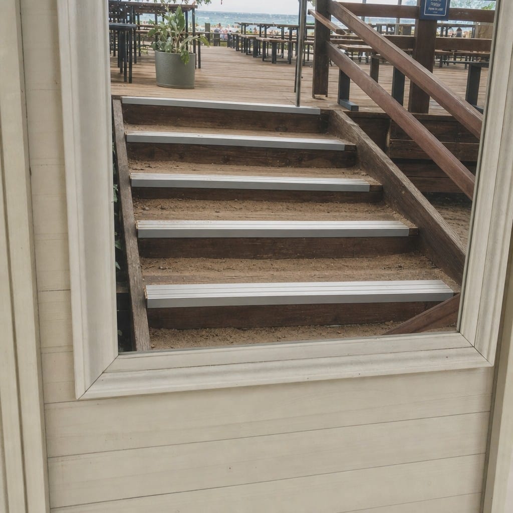 Customer photo review of Aluminium Stair Nosing 85x32mm External High Traffic Anti Slip